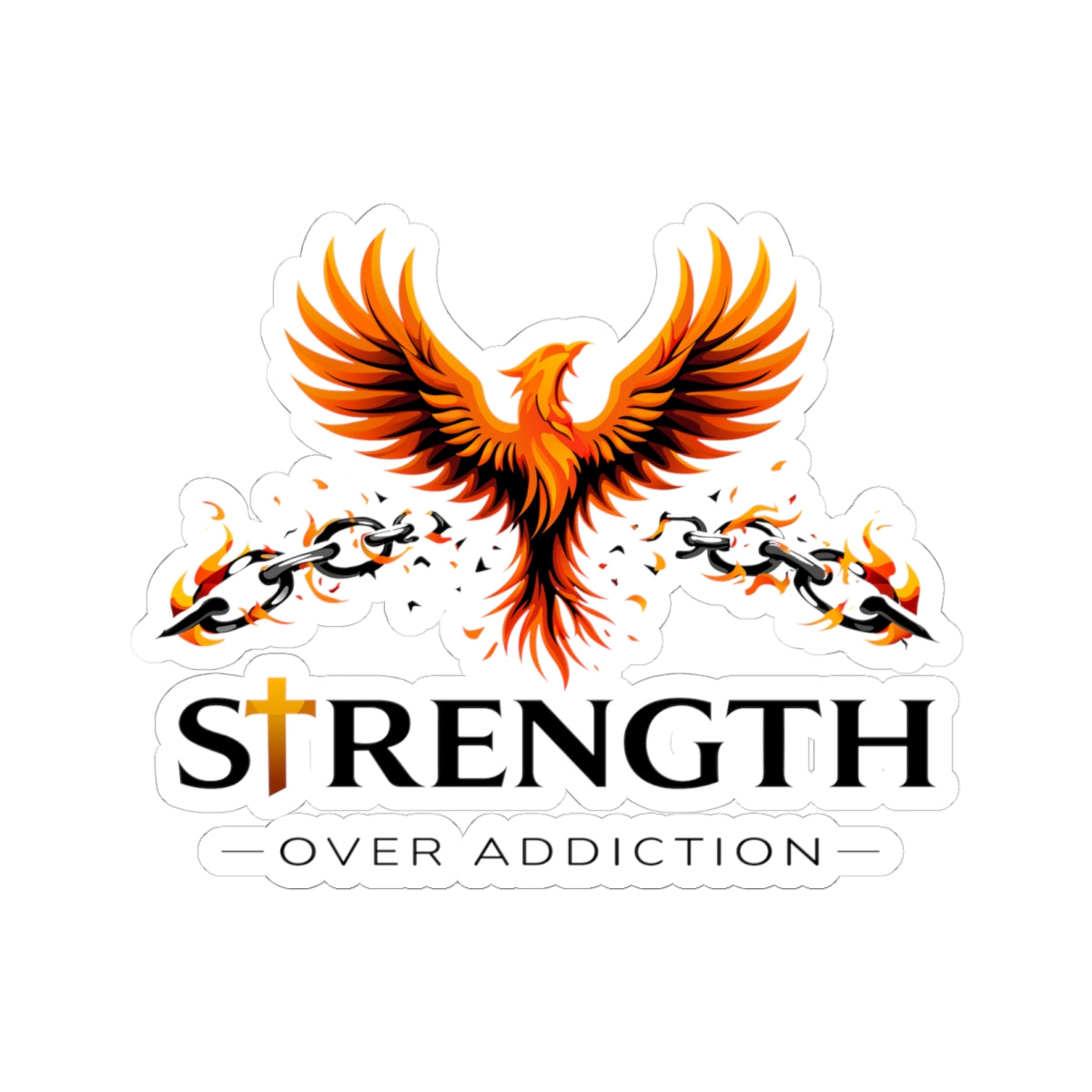 Strength Over Addiction Sticker — Inspirational Kiss-Cut Decal
