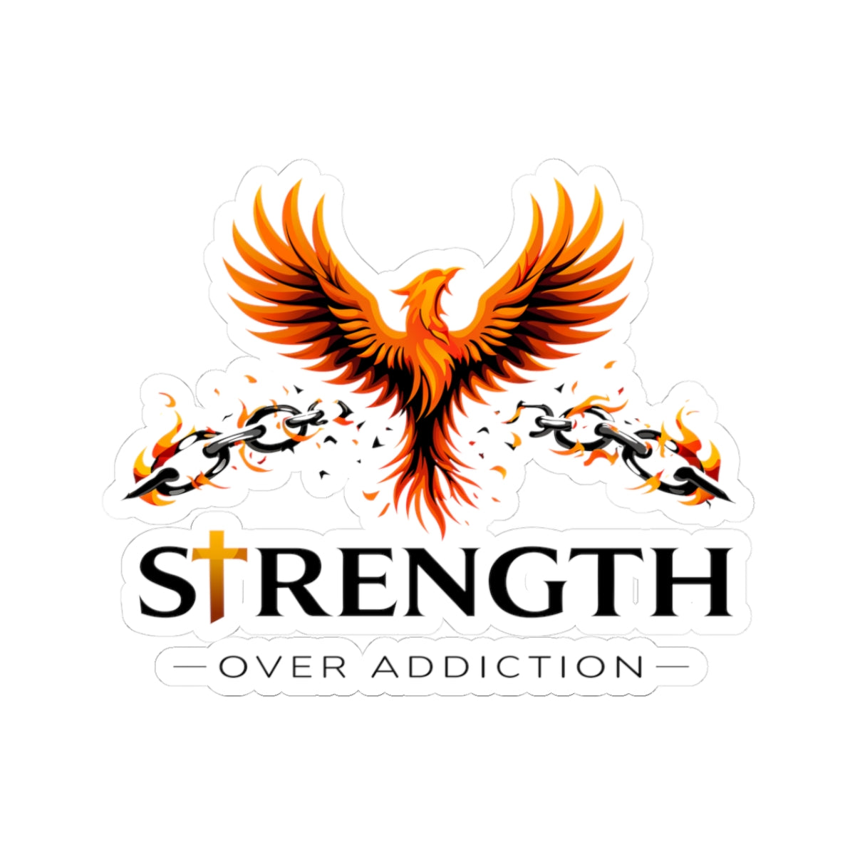 Strength Over Addiction Sticker — Inspirational Kiss-Cut Decal