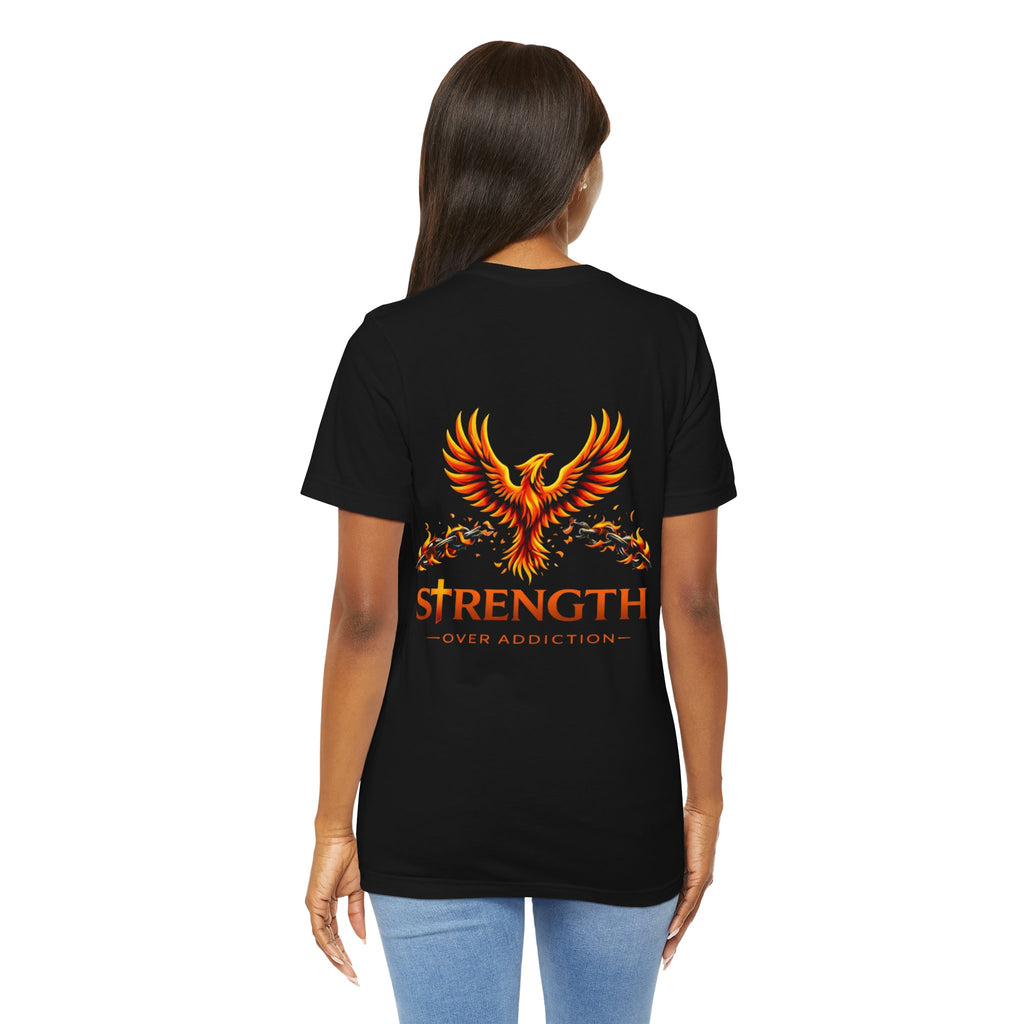 Strength Over Addiction Classic Black T-Shirt — "On Purpose" Recovery Tee