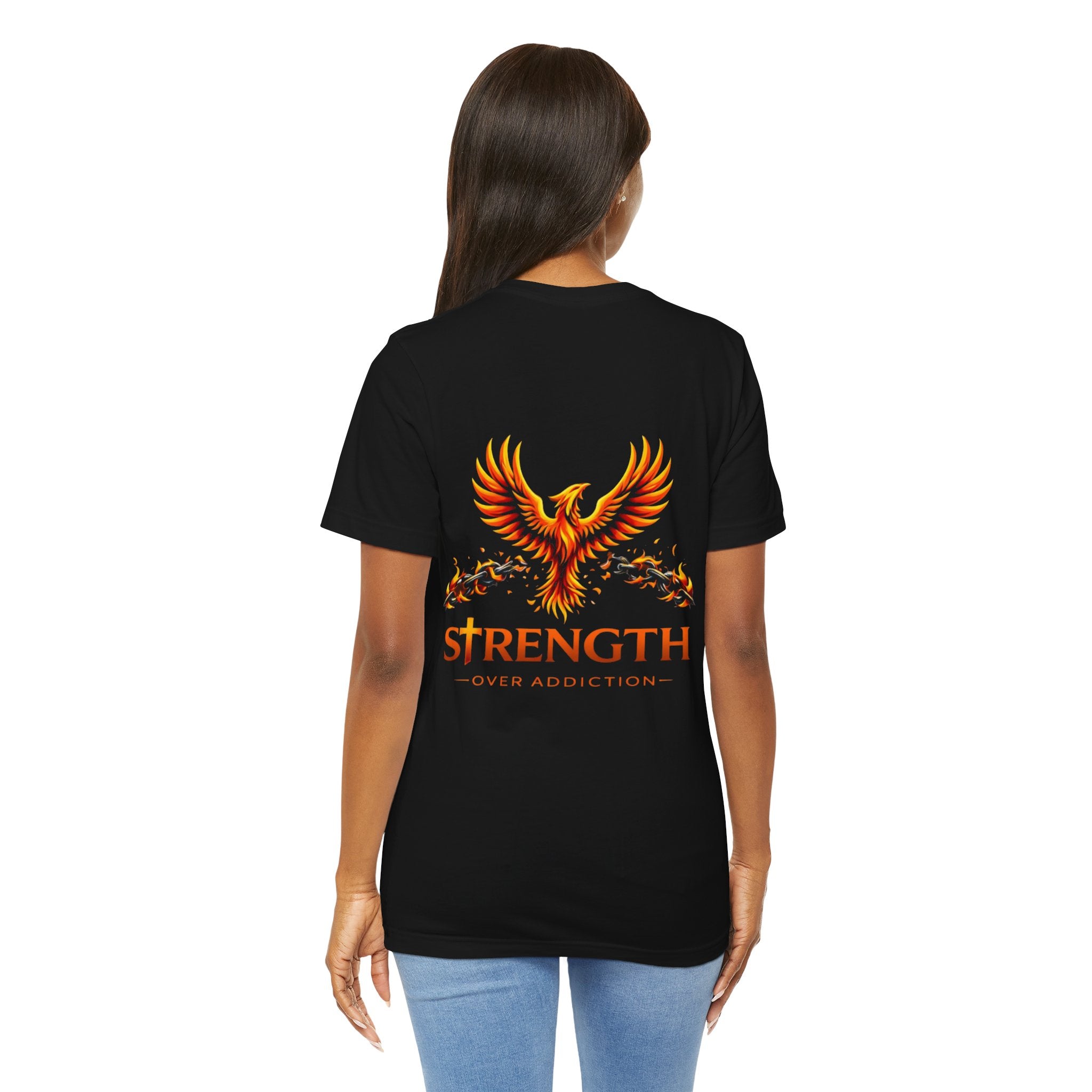Strength Over Addiction Classic Black T-Shirt — "On Purpose" Recovery Tee