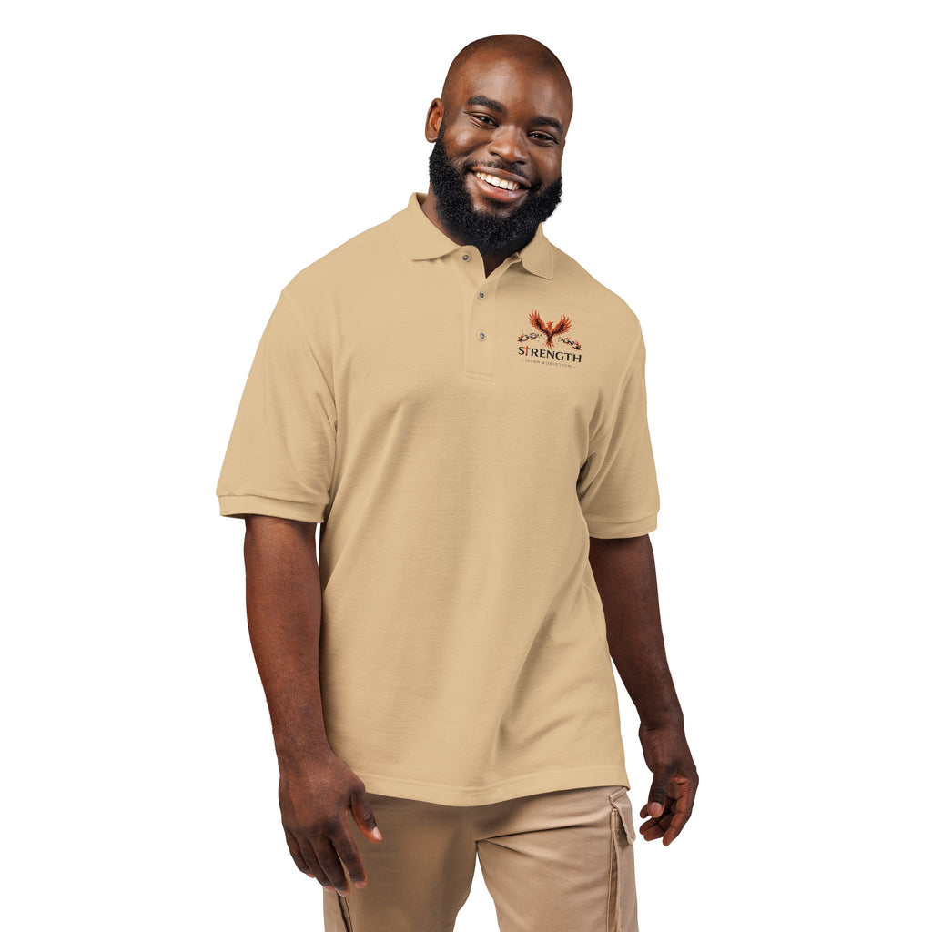 Embroidered Strength Over Addiction Polo Shirt
