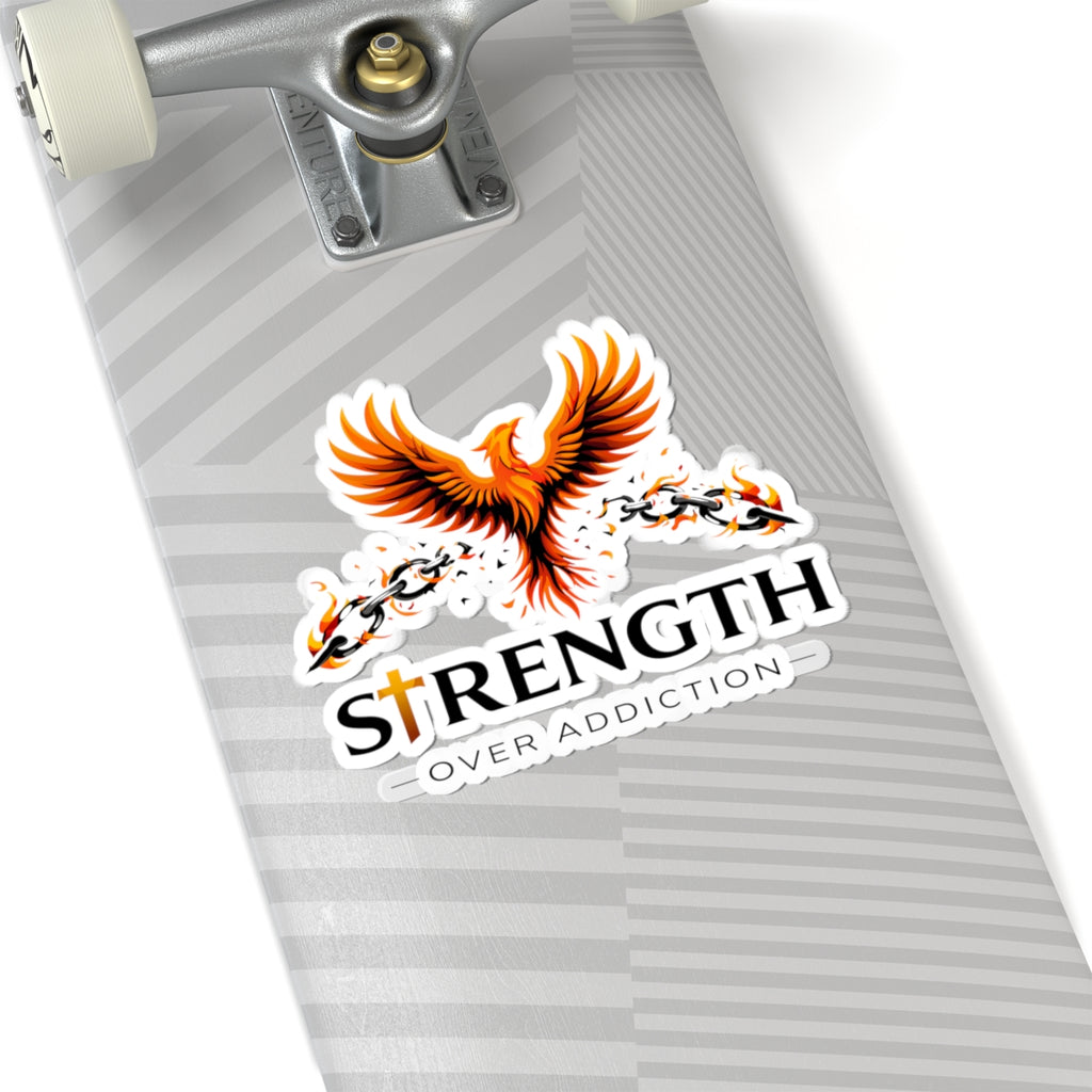 Strength Over Addiction Sticker — Inspirational Kiss-Cut Decal