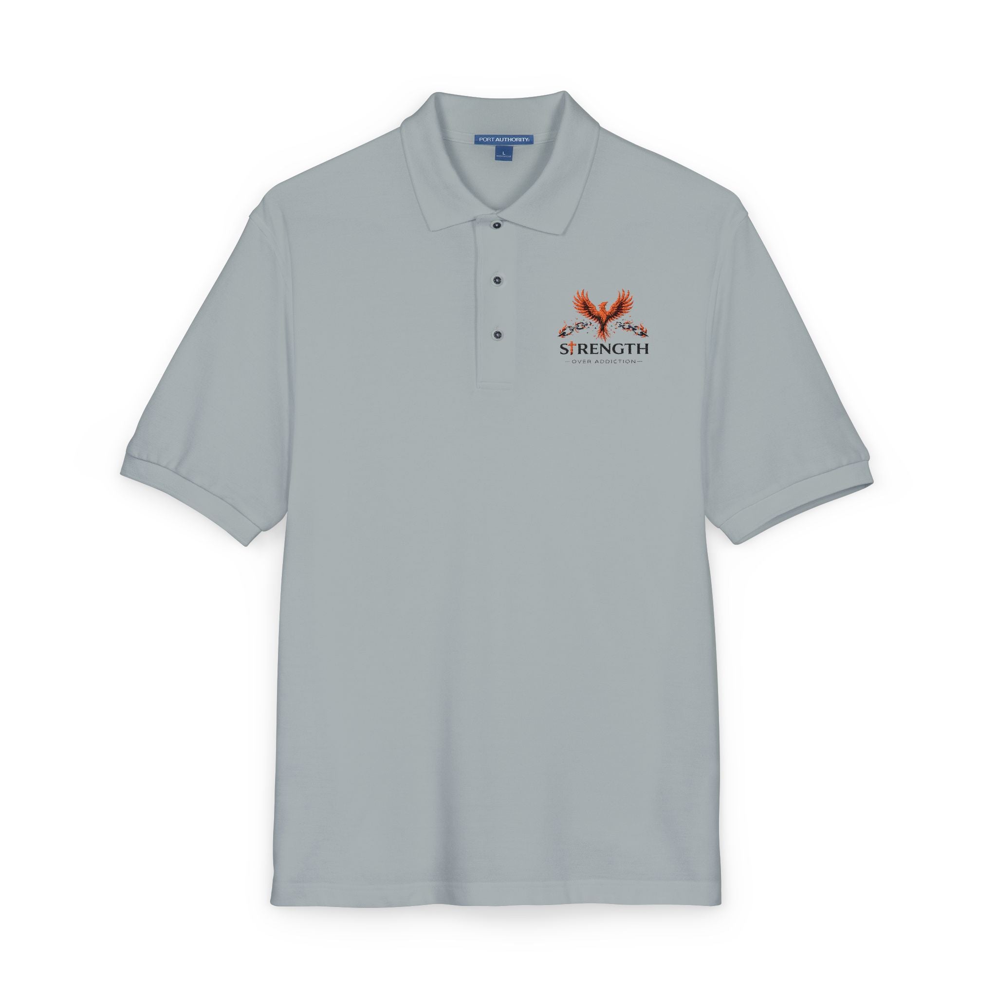 Embroidered Strength Over Addiction Polo Shirt