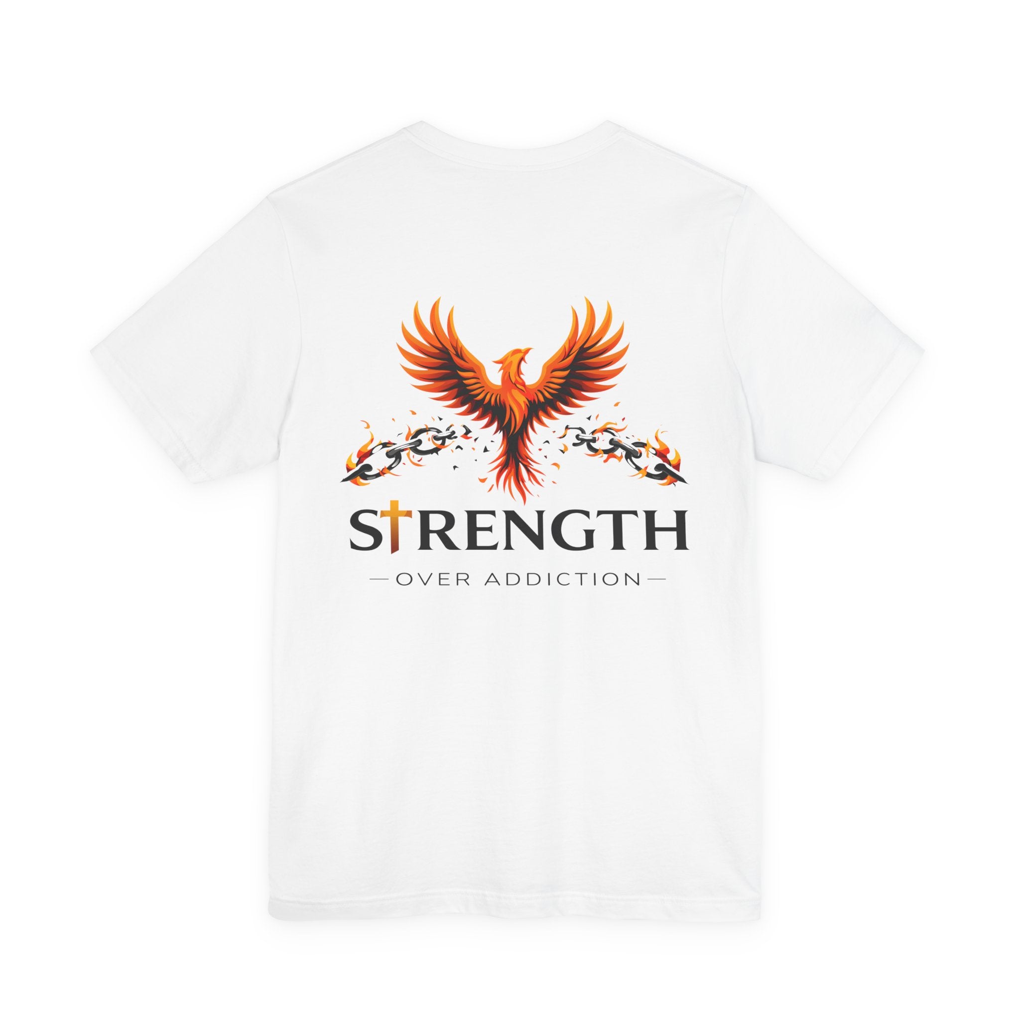 Strength Over Addiction Classic White T-Shirt — "On Purpose" Recovery Tee