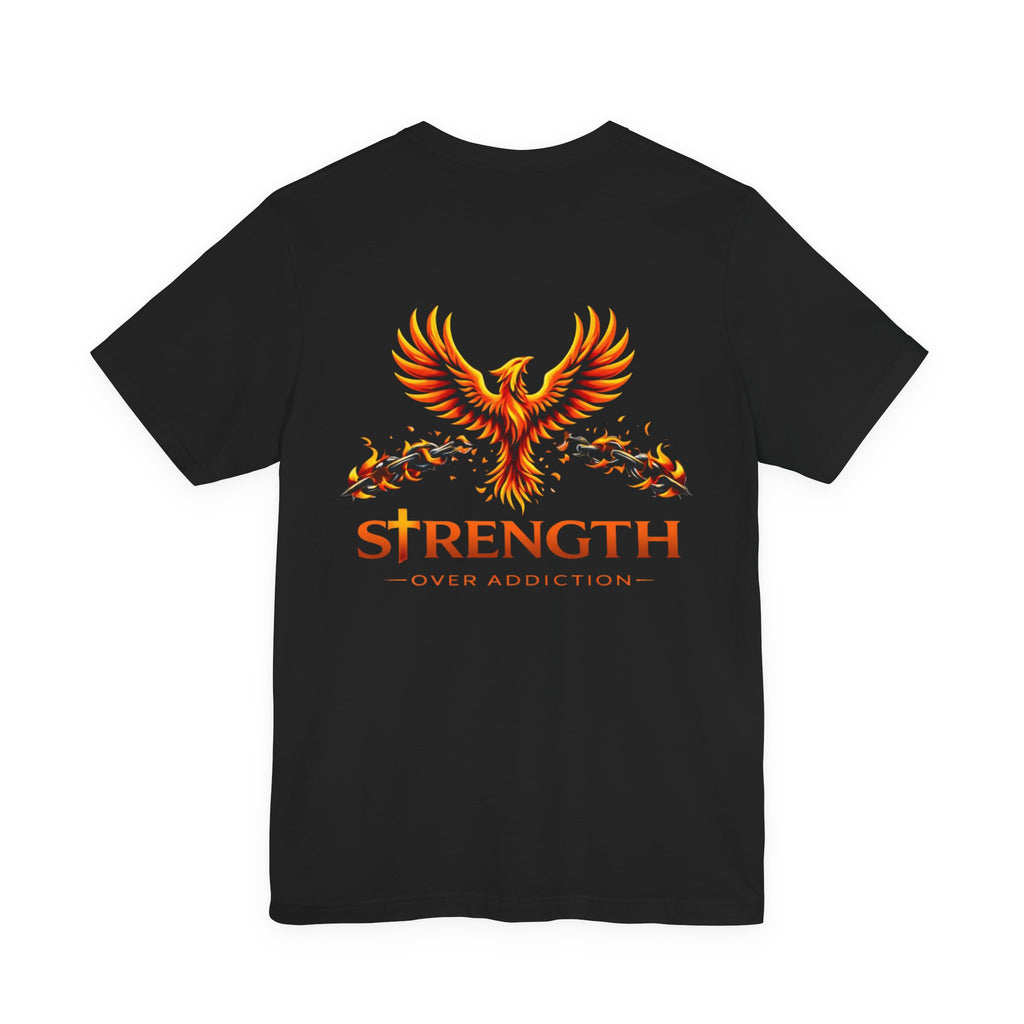 Strength Over Addiction Classic Black T-Shirt — "On Purpose" Recovery Tee