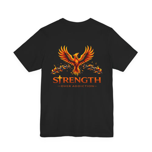 Strength Over Addiction Classic Black T-Shirt — "On Purpose" Recovery Tee