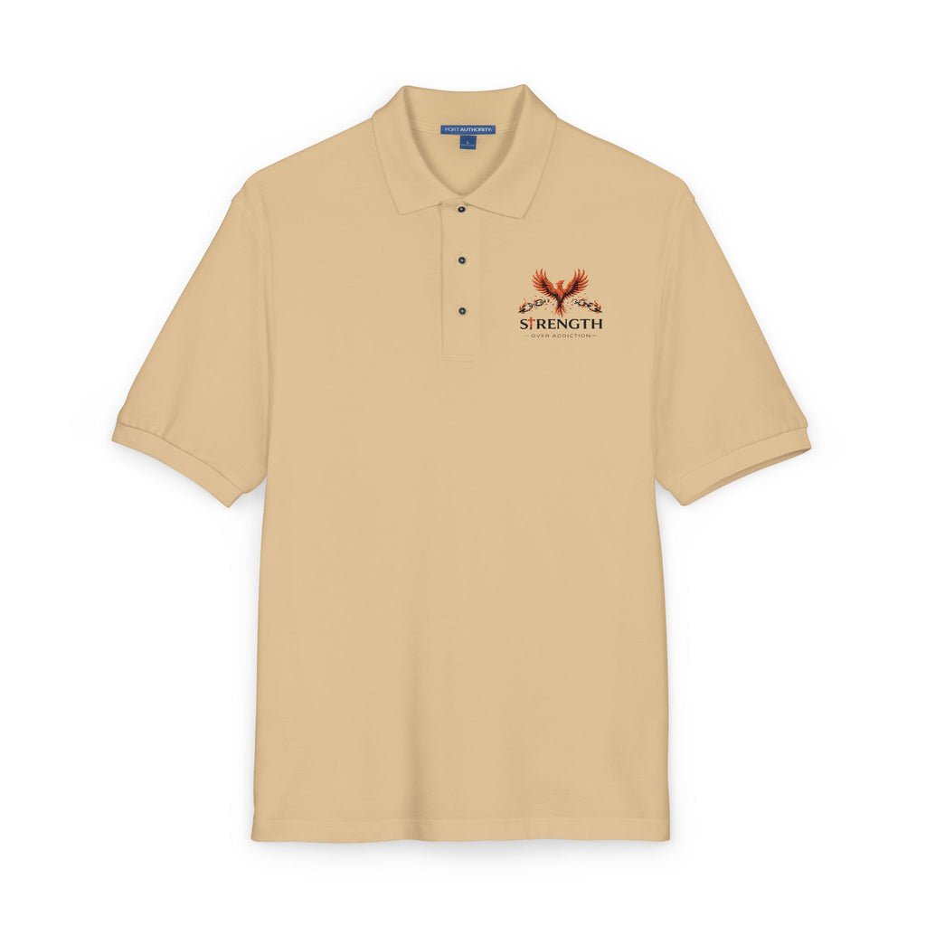 Embroidered Strength Over Addiction Polo Shirt