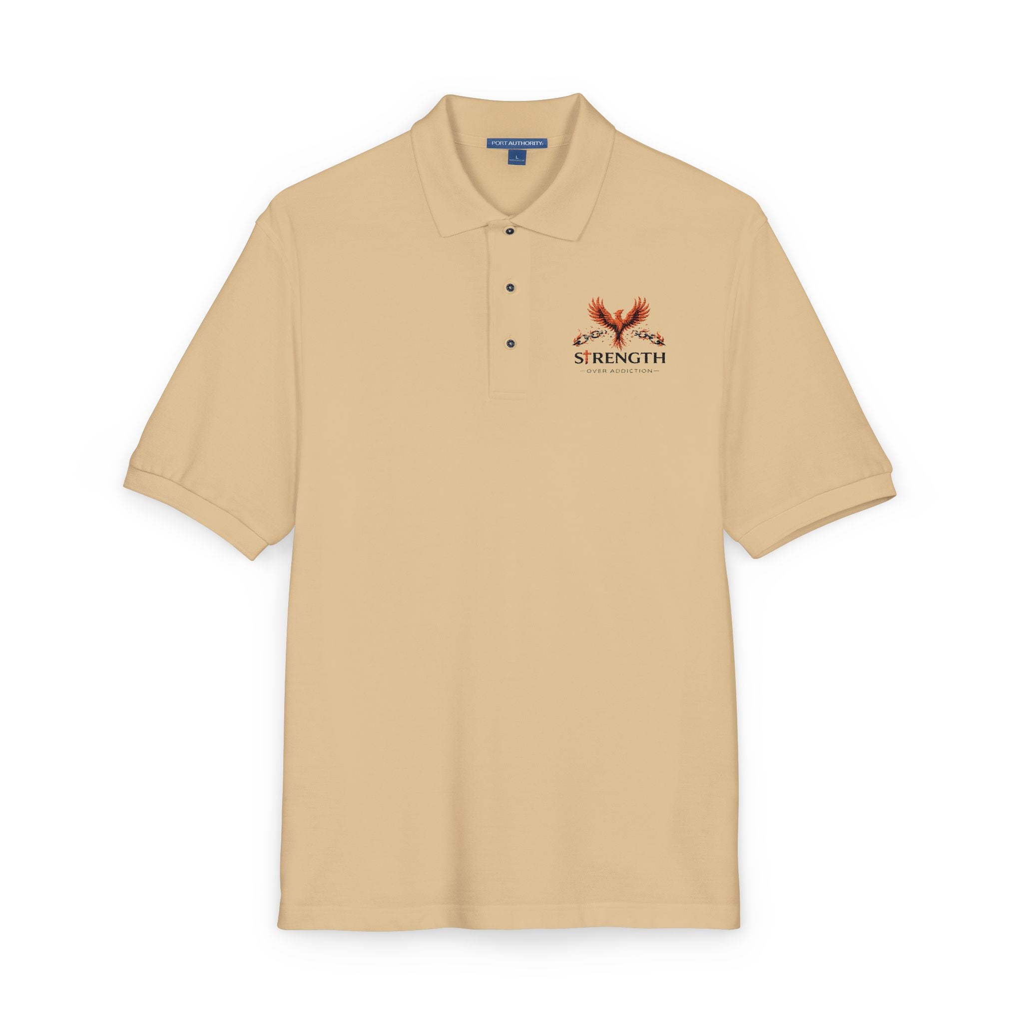 Embroidered Strength Over Addiction Polo Shirt