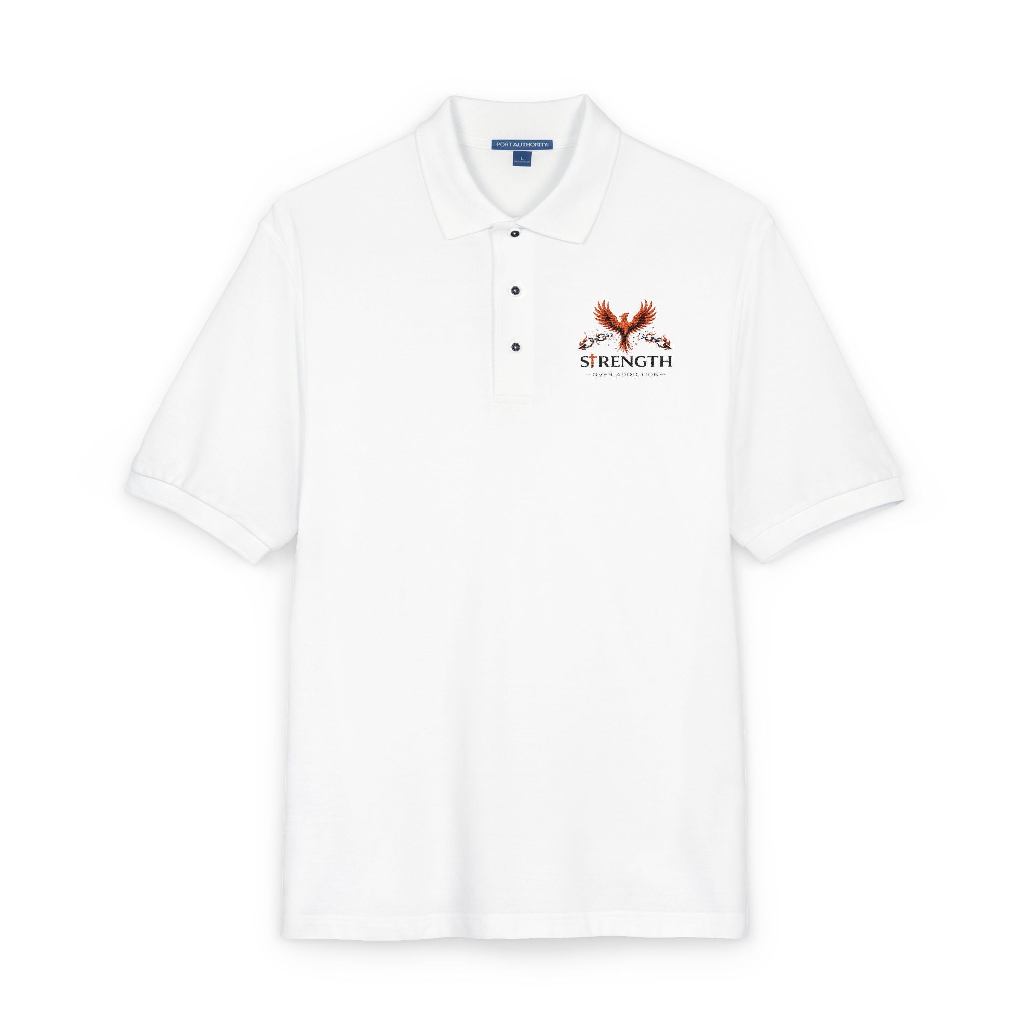 Embroidered Strength Over Addiction Polo Shirt
